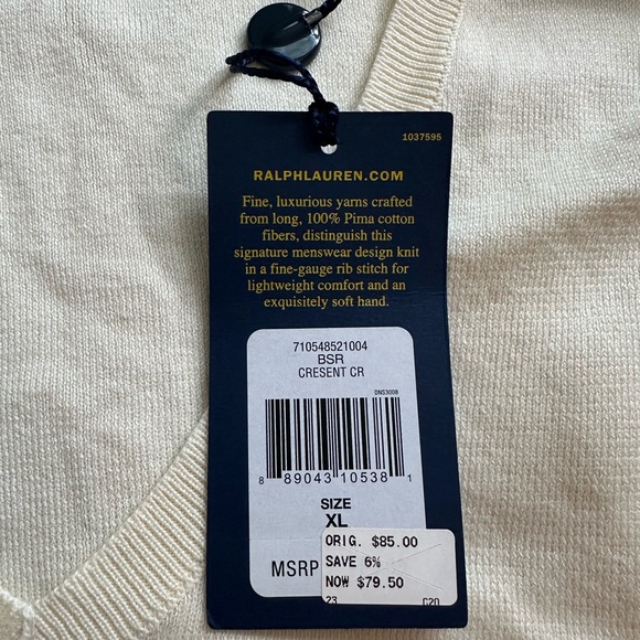 NWT Ralph Lauren Pima Cotton Vest - Picture 3 of 4